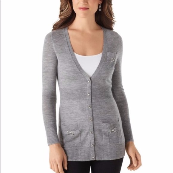 White House Black Market Wool Boyfriend Cardigan L - Picture 4 of 14